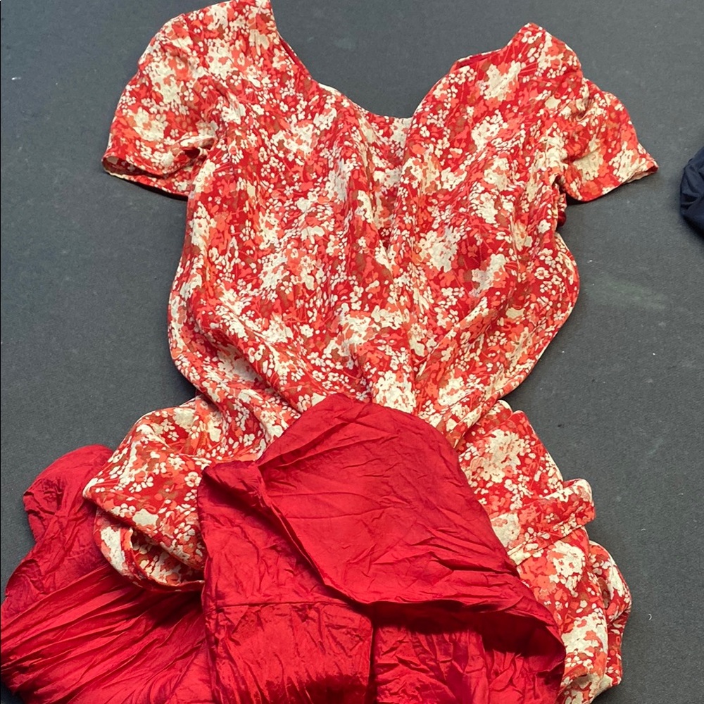 Vibrant Red Floral Dress